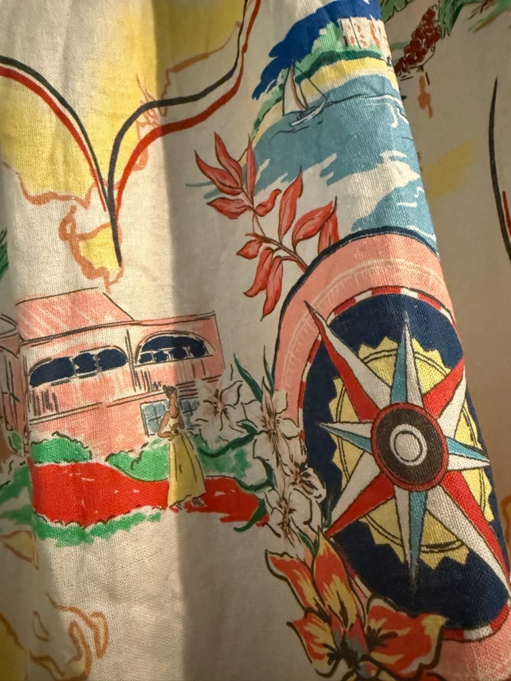NWT Christian Lacroix linen White Lotus map print vacation sundress Dress S - Picture 12 of 14